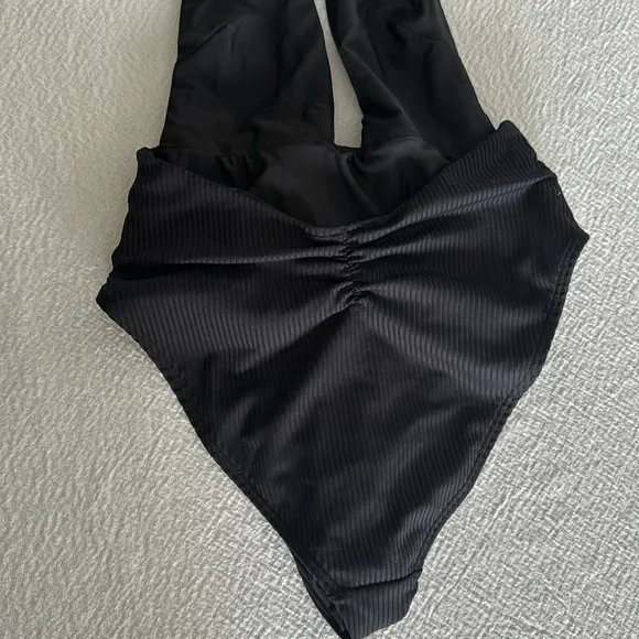 MONTCE Black Rib Tropez Tie-Up One-Piece, Black, Medium , $218 - Picture 14 of 14